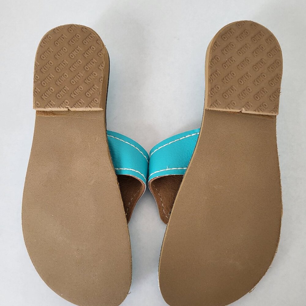 KINO Key West leather thong style handmade Turquoise Sandal Size 7 - Picture 7 of 12